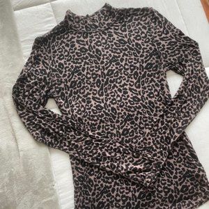 Free People Leopard Print Turtle Neck